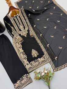 Faux Georgette With Heavy Embroidery Sequence Work