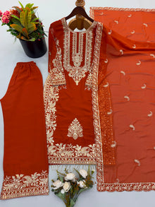 Faux Georgette With Heavy Embroidery Sequence Work
