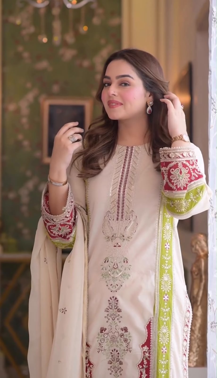 Designer Roman Silk Farshi Set
