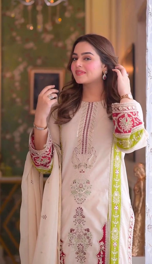 Designer Roman Silk Farshi Set