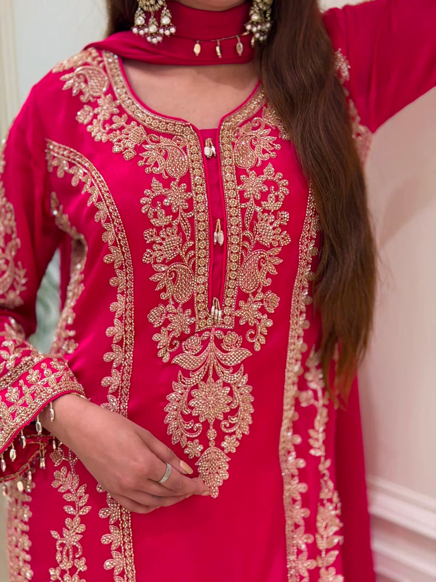Designer  Faux Georgette Palazzo With Heavy Embroidery Sequence