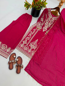 Designer  Faux Georgette Palazzo With Heavy Embroidery Sequence