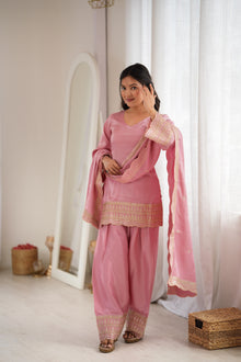 Glass Roman Silk Fabric Farshi Salwar