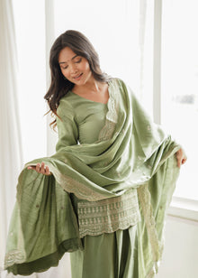 Glass Roman Silk Fabric Farshi Salwar