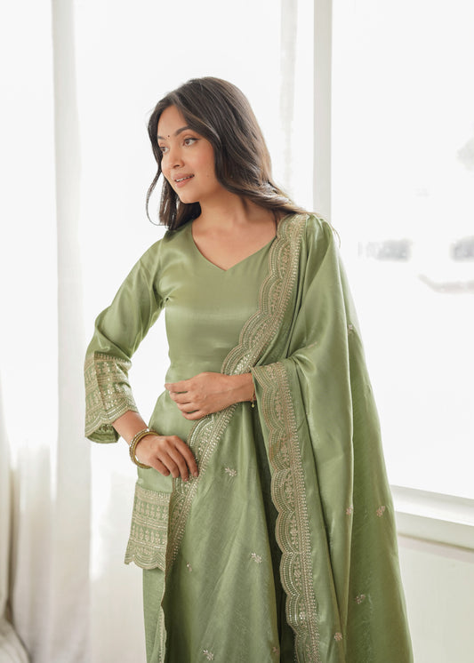 Glass Roman Silk Fabric Farshi Salwar