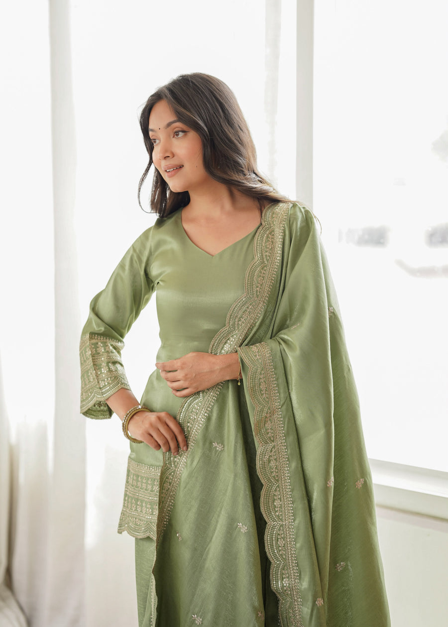 Glass Roman Silk Fabric Farshi Salwar