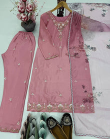 DESIGNER HEAVY NATURAL CREPE EMBROIDERED SEQUENCE WORK