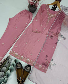 DESIGNER HEAVY NATURAL CREPE EMBROIDERED SEQUENCE WORK