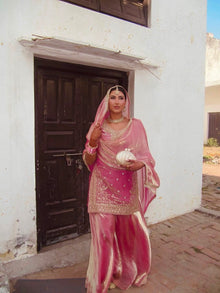 Designer Embroidered Sequence Worked Top Palazzo And Dupatta Set