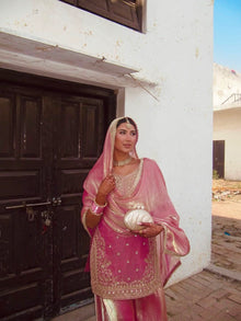 Designer Embroidered Sequence Worked Top Palazzo And Dupatta Set