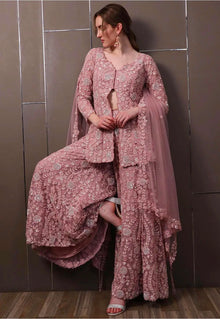 Designer Faux Georgette with Rivet Moti