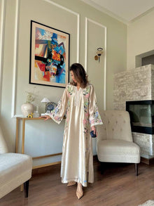 Designer Pure Roman Glass Over Size Long Kaftan and Bottom With Dupatta set