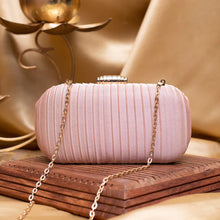 Baby Pink Ribbed Fabric Clutch