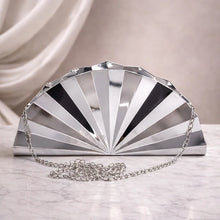 Elegant Silver Fan-Shaped Acrylic Clutch