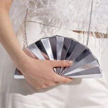 Elegant Silver Fan-Shaped Acrylic Clutch
