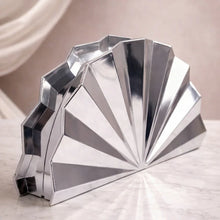 Elegant Silver Fan-Shaped Acrylic Clutch