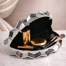 Elegant Silver Fan-Shaped Acrylic Clutch