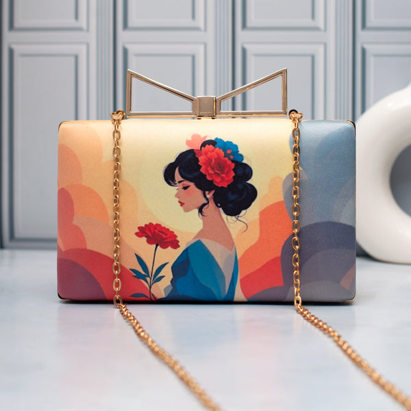 Multicolor Art Printed Clutch Bag For Women
