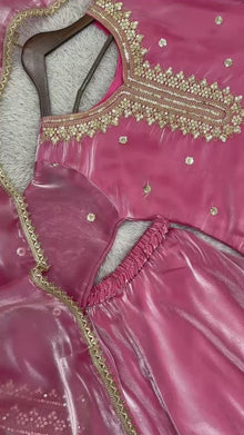 Designer Embroidered Sequence Worked Top Palazzo And Dupatta Set