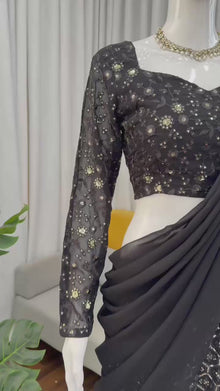Designer Faux Georgette Sharara Set With Thread & Sequence Embroidery