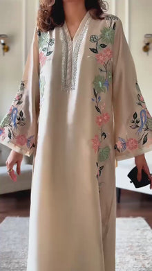Designer Pure Roman Glass Over Size Long Kaftan and Bottom With Dupatta set