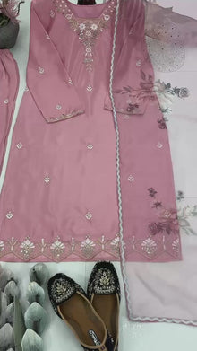 DESIGNER HEAVY NATURAL CREPE EMBROIDERED SEQUENCE WORK