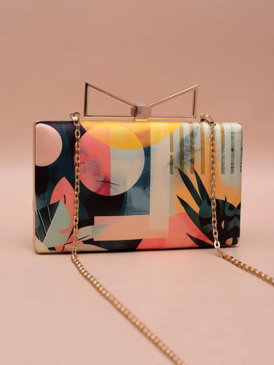 Multicolor Art Printed Clutch Bag For Women